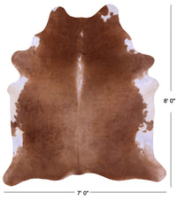 Thumbnail for Brown & White Natural Cowhide Rug - XX-Large 8' 0