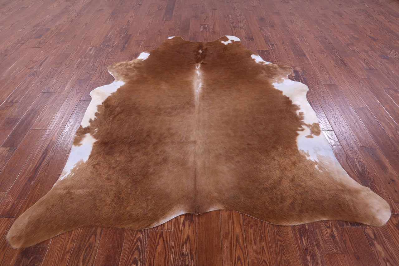 Brown & White Natural Cowhide Rug - XX-Large 8' 0"H x 7' 0"W
