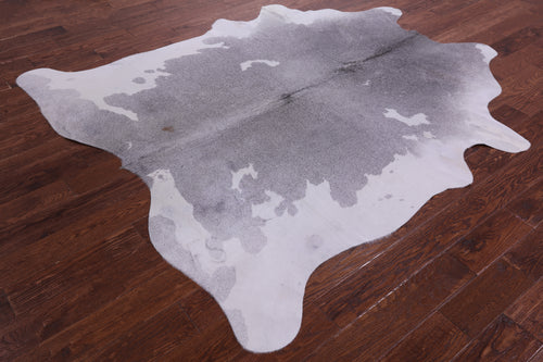 Grey & White Natural Cowhide Rug - X-Large 7' 1