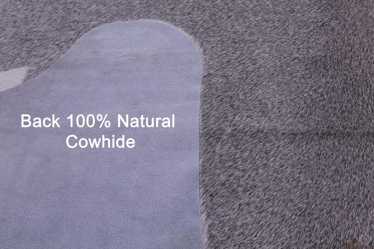 Grey & White Natural Cowhide Rug - X-Large 7' 1"H x 6' 5"W