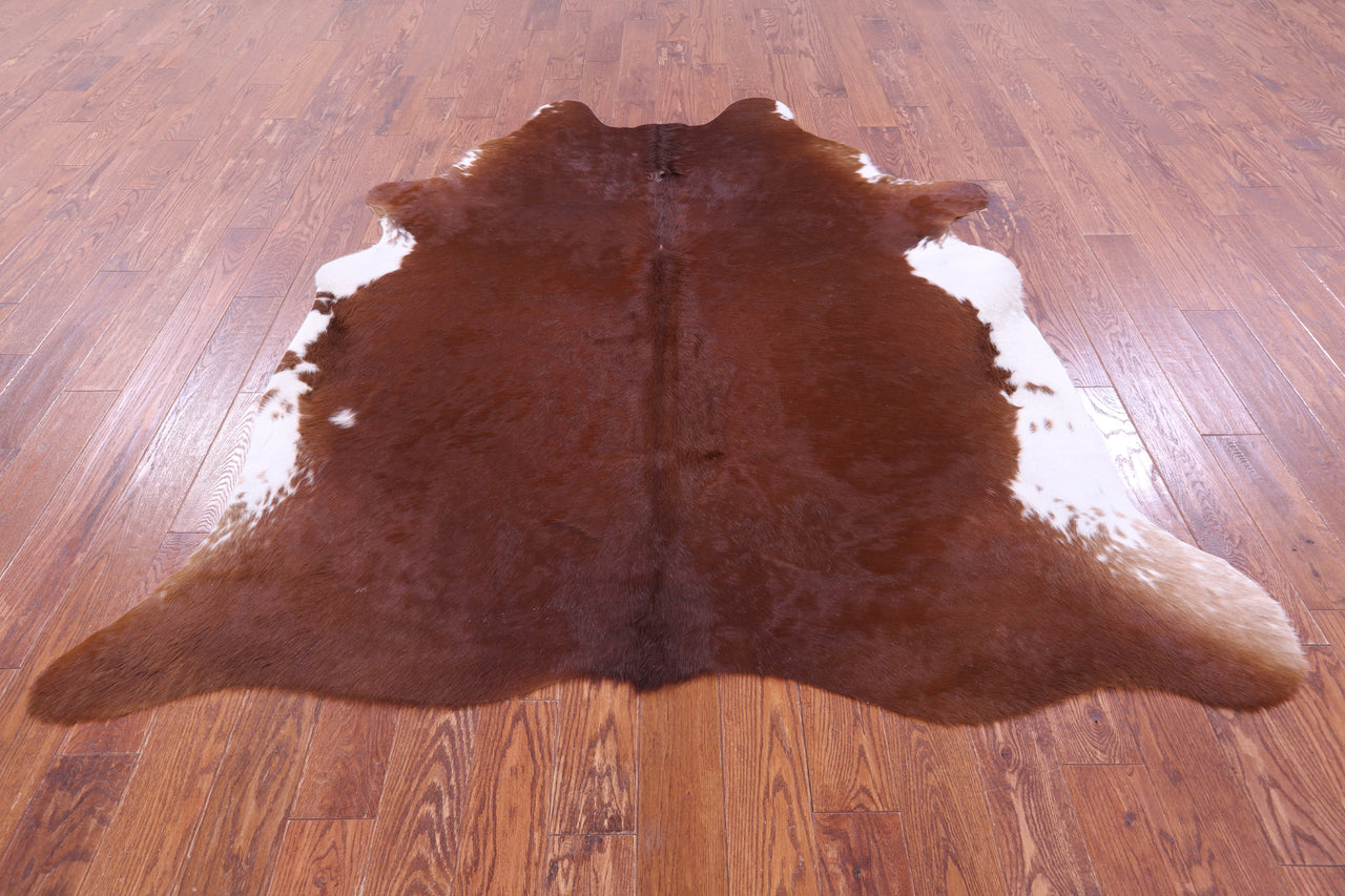 Brown & White Natural Cowhide Rug - XX-Large 7' 5"H x 6' 9"W