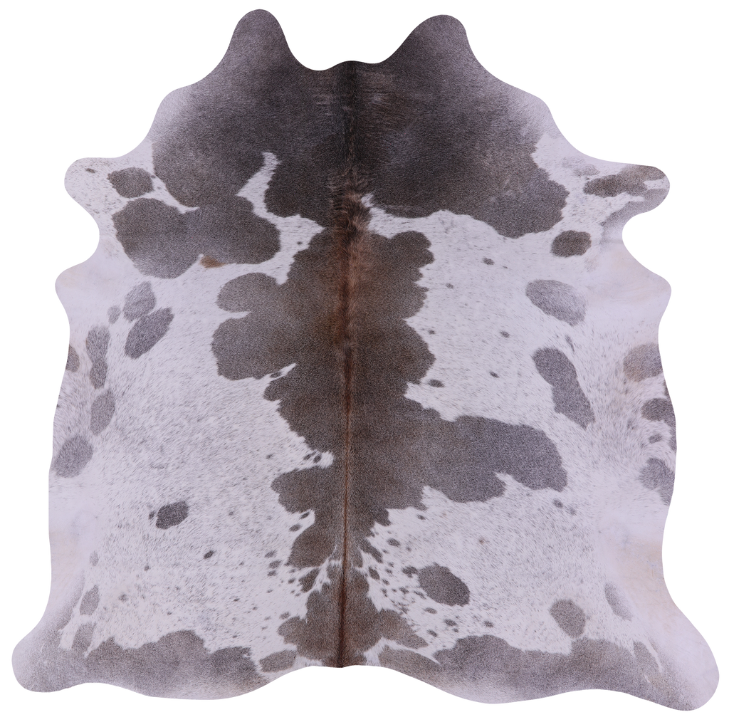 Grey & White Natural Cowhide Rug - X-Large 6' 10"H x 6' 10"W