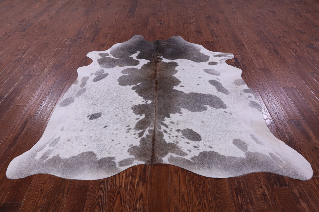 Grey & White Natural Cowhide Rug - X-Large 6' 10"H x 6' 10"W