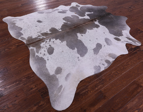 Grey & White Natural Cowhide Rug - X-Large 6' 10