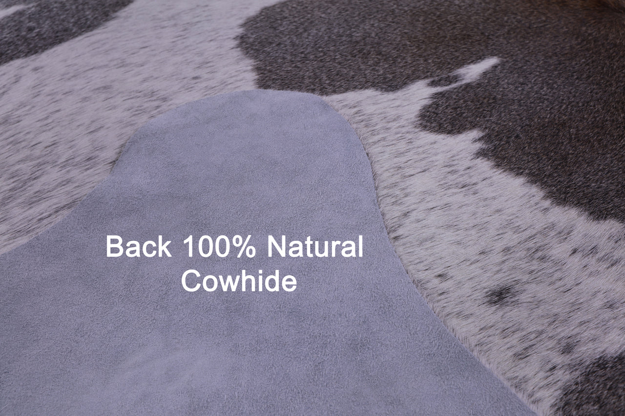 Grey & White Natural Cowhide Rug - X-Large 6' 10"H x 6' 10"W