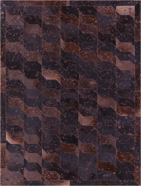 Brown Dyed Patchwork Natural Cowhide Rug - 6' 0" x 7' 5"