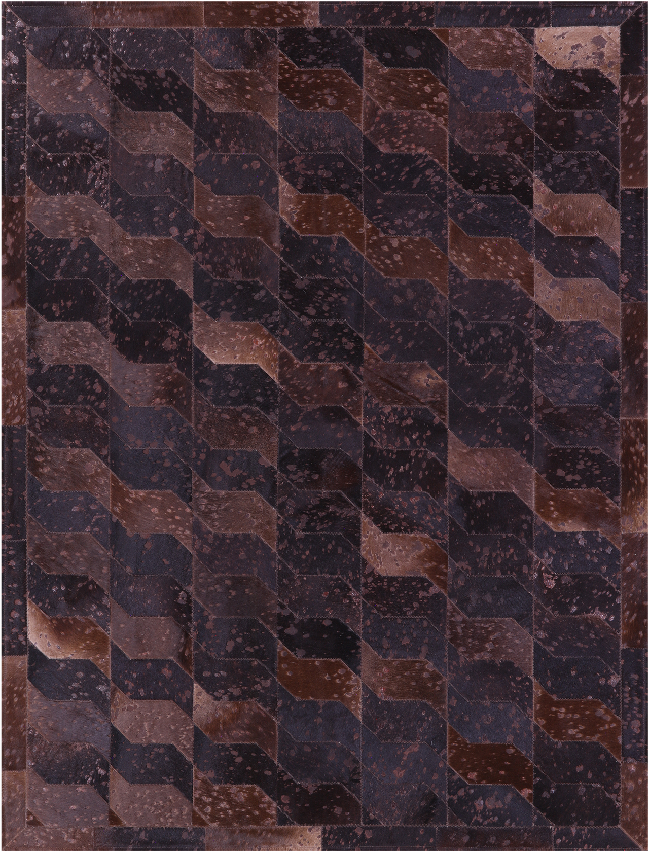 Brown Dyed Patchwork Natural Cowhide Rug - 6' 0" x 7' 5"