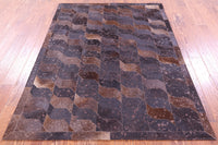 Thumbnail for Brown Dyed Patchwork Natural Cowhide Rug - 6' 0