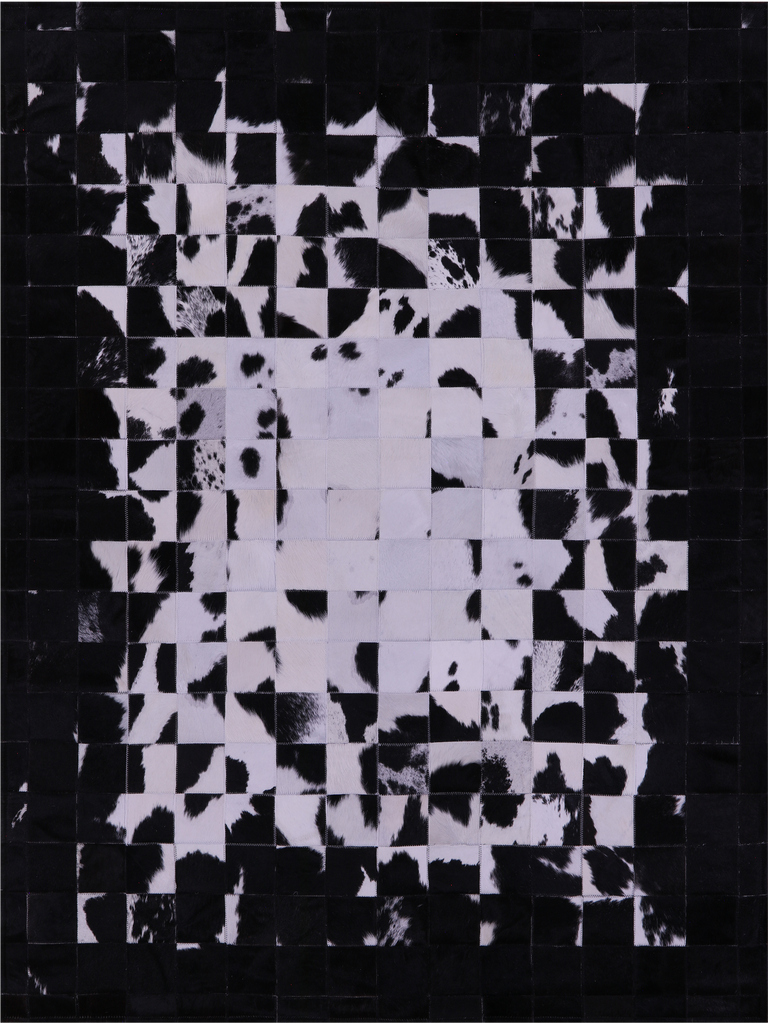 Black & White Patchwork Natural Cowhide Rug - 6' 0" x 7' 5"