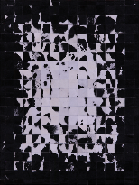 Black & White Patchwork Natural Cowhide Rug - 6' 0" x 7' 5"