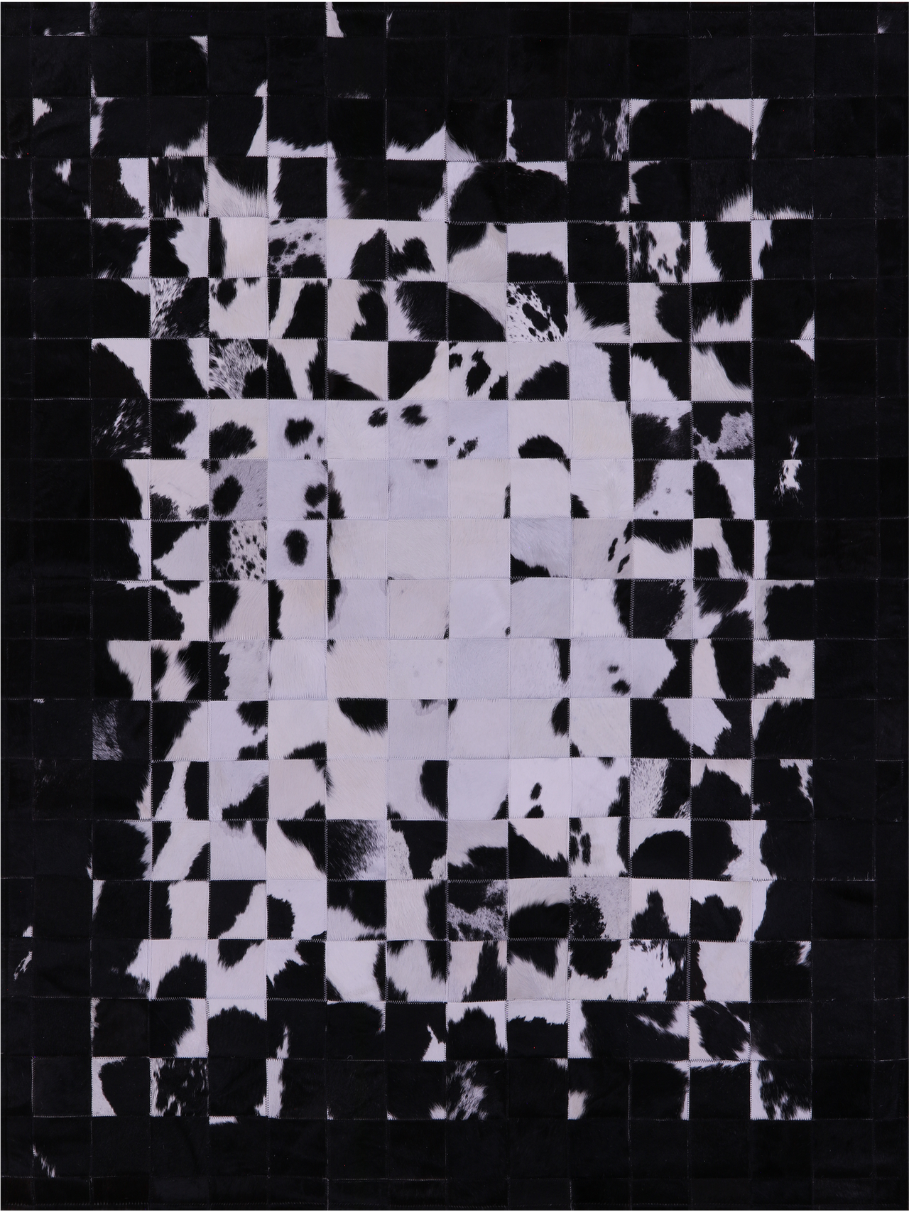 Black & White Patchwork Natural Cowhide Rug - 6' 0" x 7' 5"