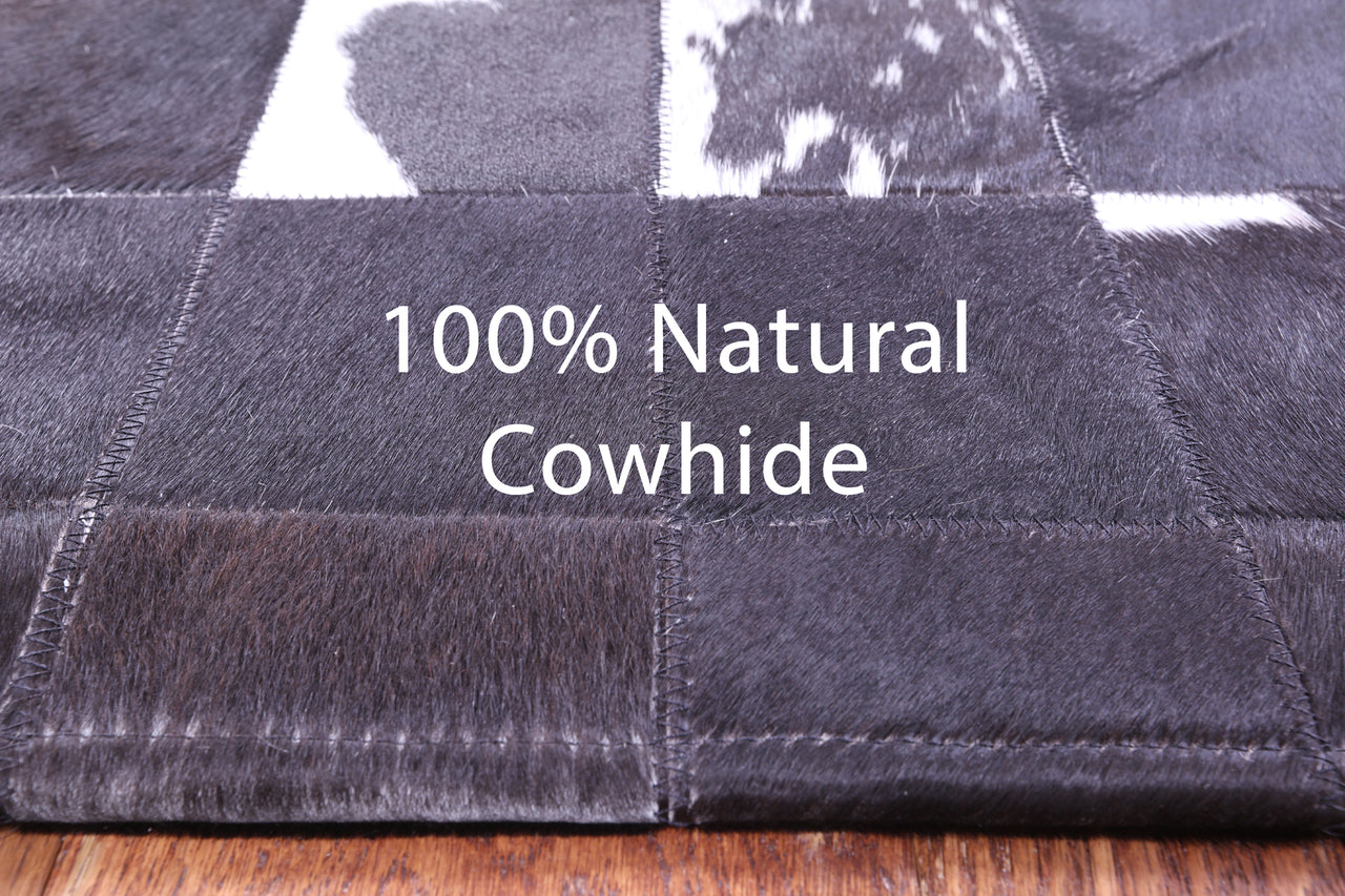 Black & White Patchwork Natural Cowhide Rug - 6' 0" x 7' 5"