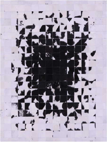 Black & White Patchwork Natural Cowhide Rug - 5' 0" x 6' 7"