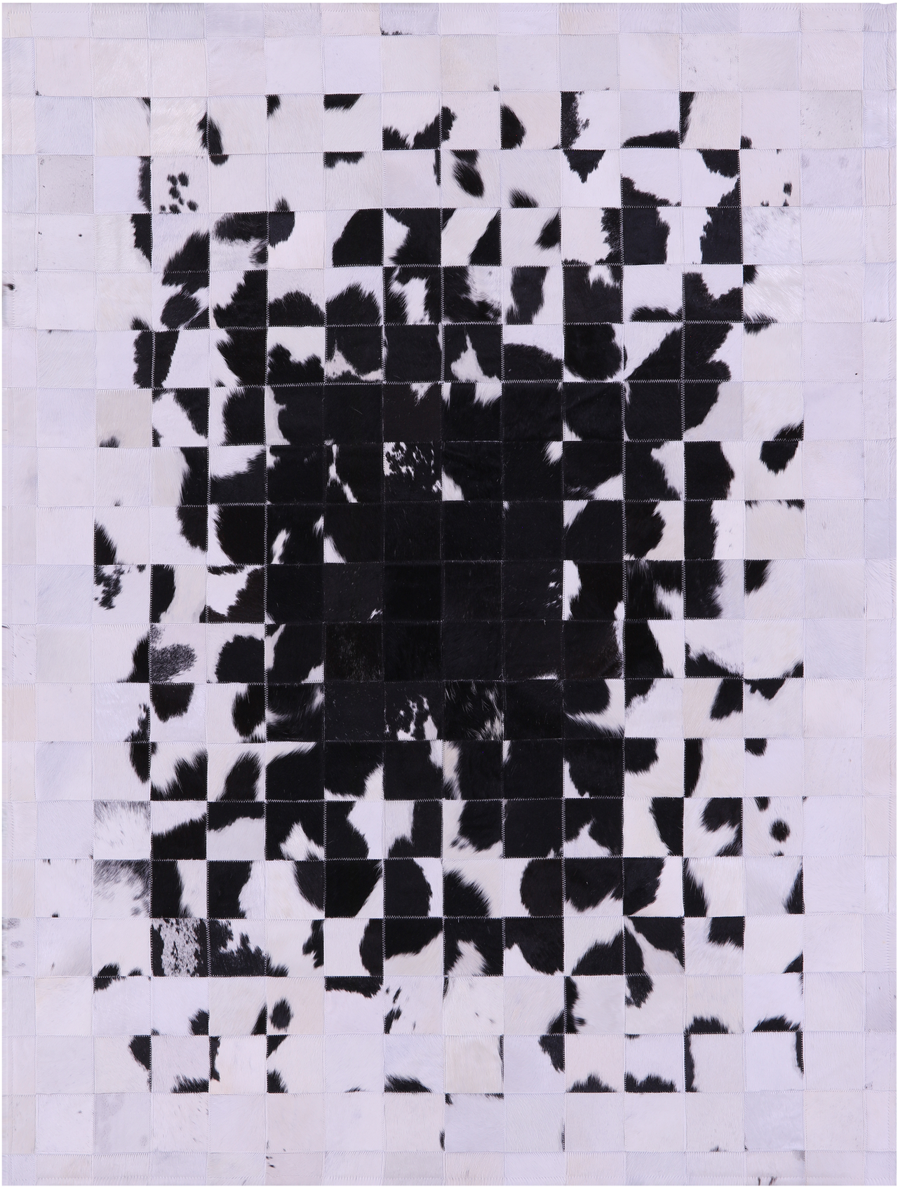 Black & White Patchwork Natural Cowhide Rug - 5' 0" x 6' 7"