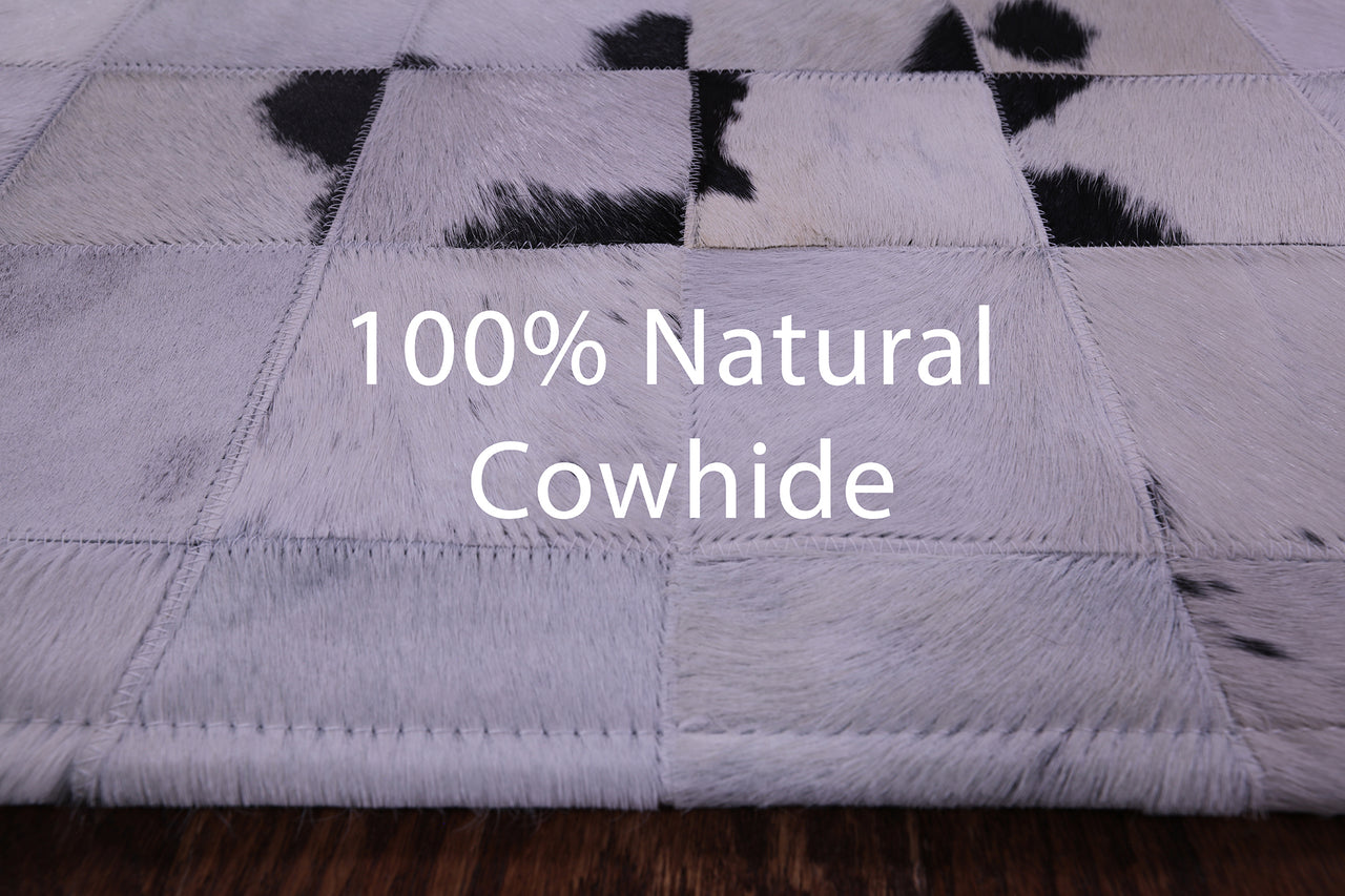 Black & White Patchwork Natural Cowhide Rug - 5' 0" x 6' 7"