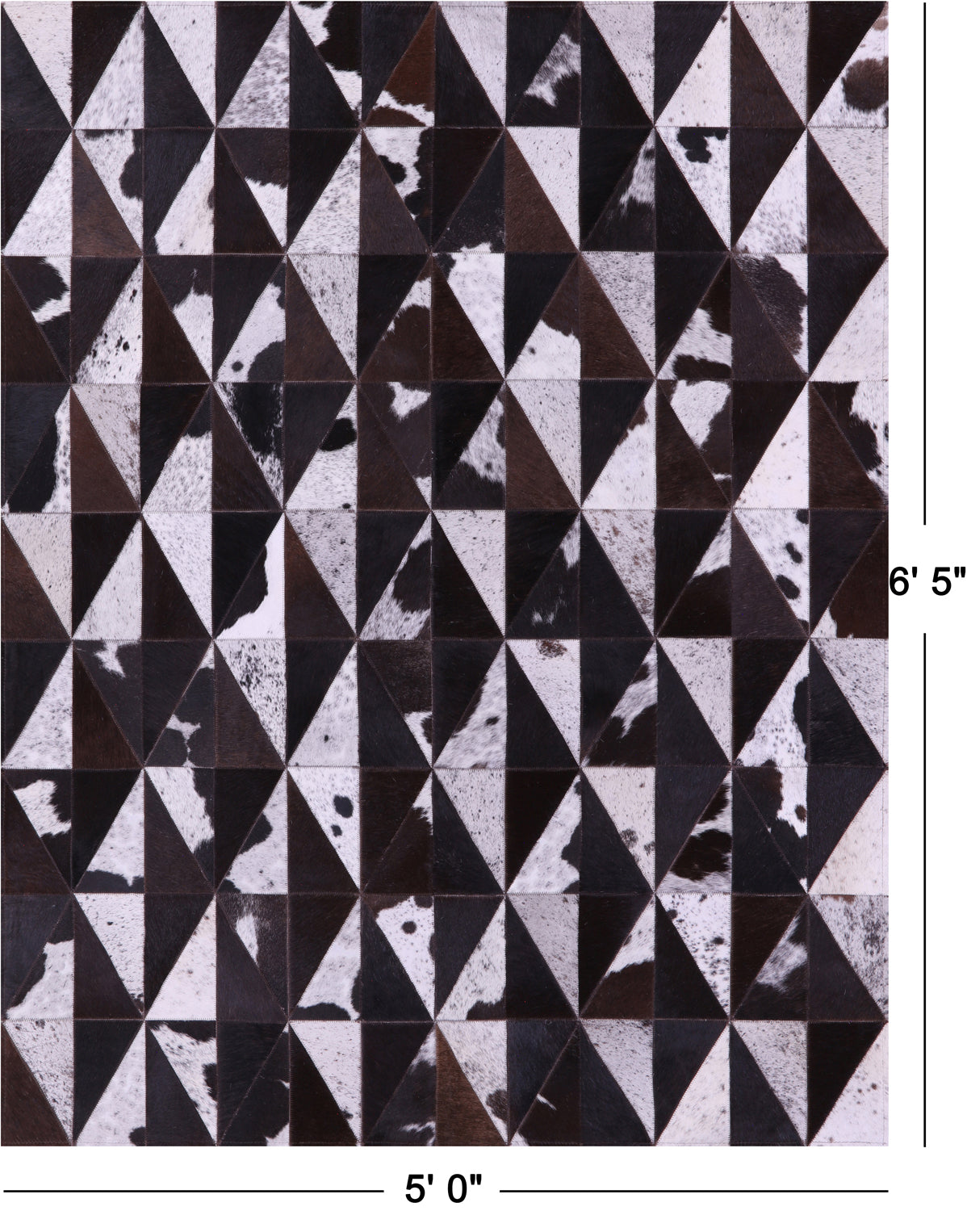 Brown Salt & Pepper Patchwork Natural Cowhide Rug - 5' 0" x 6' 5"