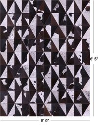Thumbnail for Brown Salt & Pepper Patchwork Natural Cowhide Rug - 5' 0