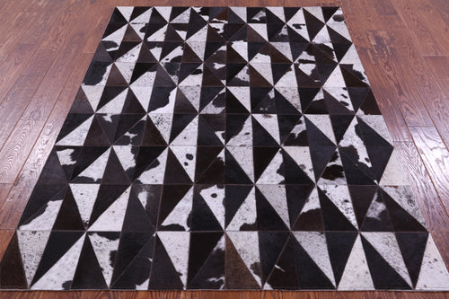 Brown Salt & Pepper Patchwork Natural Cowhide Rug - 5' 0