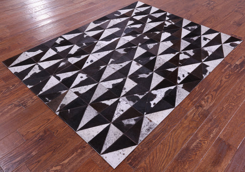 Brown Salt & Pepper Patchwork Natural Cowhide Rug - 5' 0
