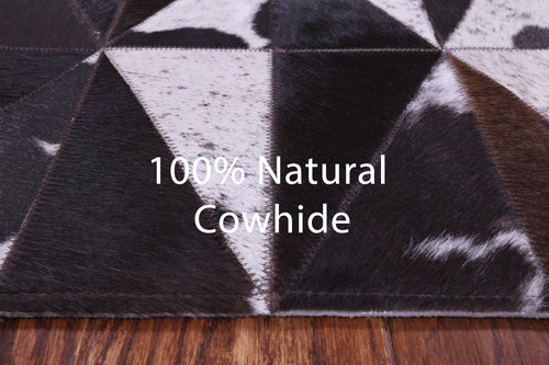 Brown Salt & Pepper Patchwork Natural Cowhide Rug - 5' 0