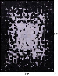 Thumbnail for Black & White Patchwork Natural Cowhide Rug - 5' 0
