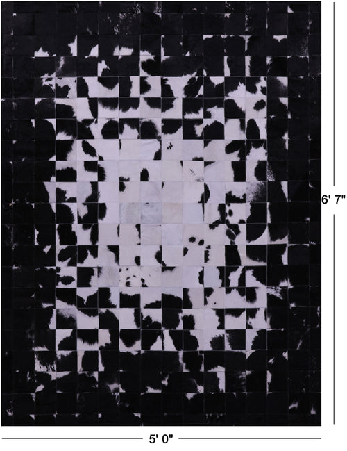 Black & White Patchwork Natural Cowhide Rug - 5' 0