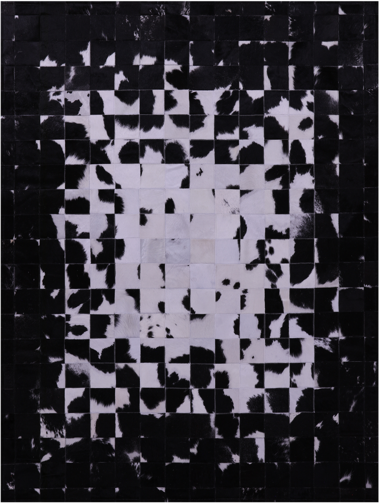 Black & White Patchwork Natural Cowhide Rug - 5' 0" x 6' 7"
