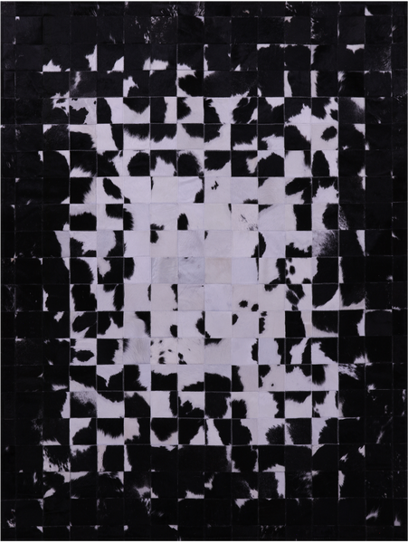 Black & White Patchwork Natural Cowhide Rug - 5' 0" x 6' 7"