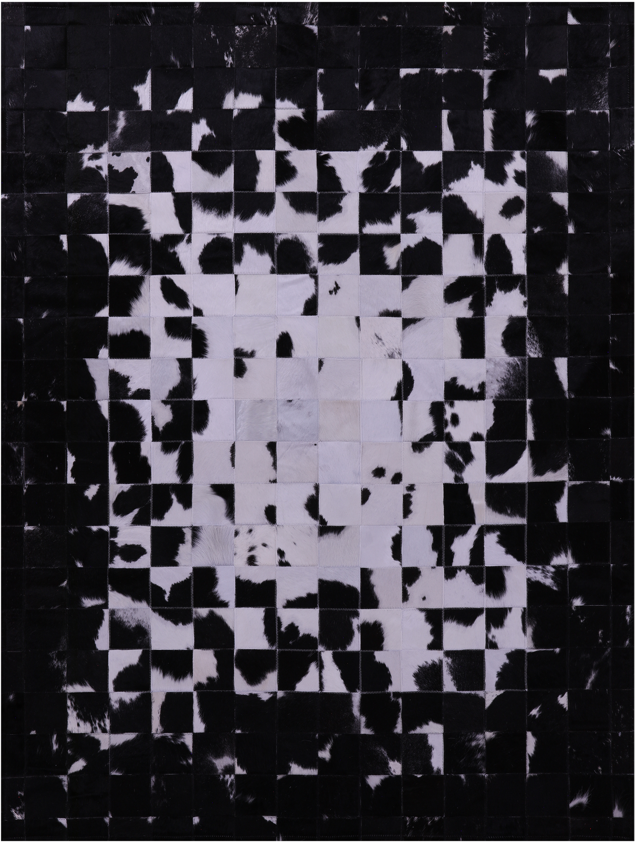 Black & White Patchwork Natural Cowhide Rug - 5' 0" x 6' 7"