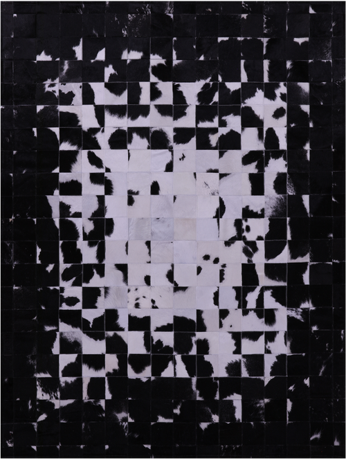Black & White Patchwork Natural Cowhide Rug - 5' 0