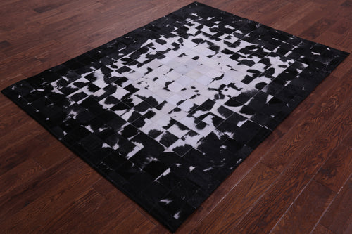 Black & White Patchwork Natural Cowhide Rug - 5' 0