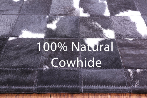 Black & White Patchwork Natural Cowhide Rug - 5' 0