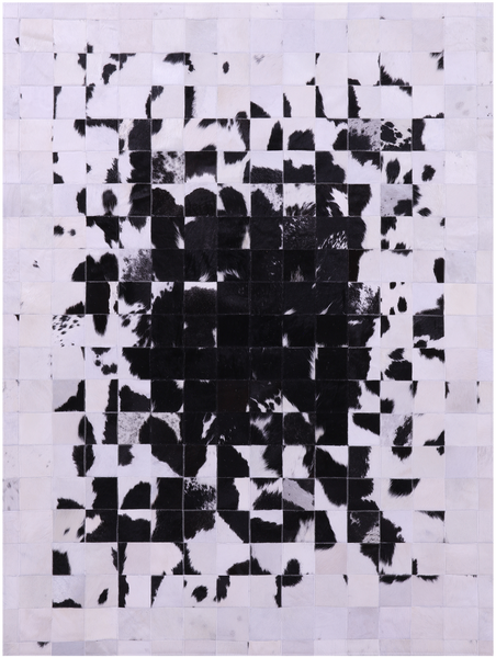 Black & White Patchwork Natural Cowhide Rug - 5' 0" x 6' 7"