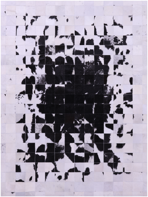 Black & White Patchwork Natural Cowhide Rug - 5' 0