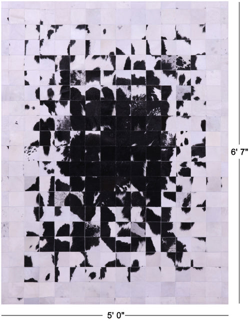 Black & White Patchwork Natural Cowhide Rug - 5' 0