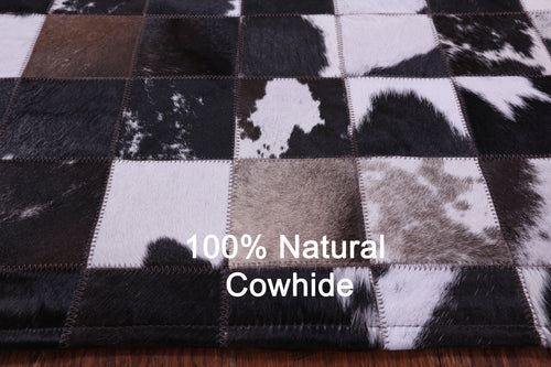 Brown & White Patchwork Natural Cowhide Rug - 5' 0