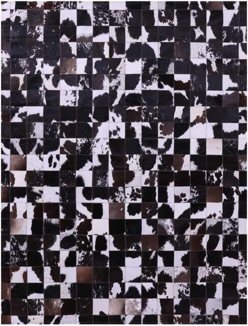 Brown & White Patchwork Natural Cowhide Rug - 5' 0