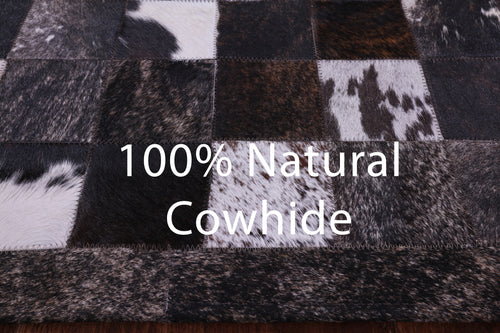 Brown & White Patchwork Brindle Natural Cowhide Rug - 6' 7