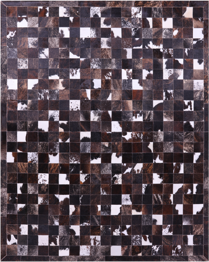 Brown & White Patchwork Brindle Natural Cowhide Rug - 6' 7" x 8' 3"