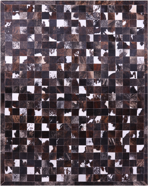 Brown & White Patchwork Brindle Natural Cowhide Rug - 6' 7