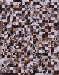 Thumbnail for Brown & White Patchwork Brindle Natural Cowhide Rug - 6' 7