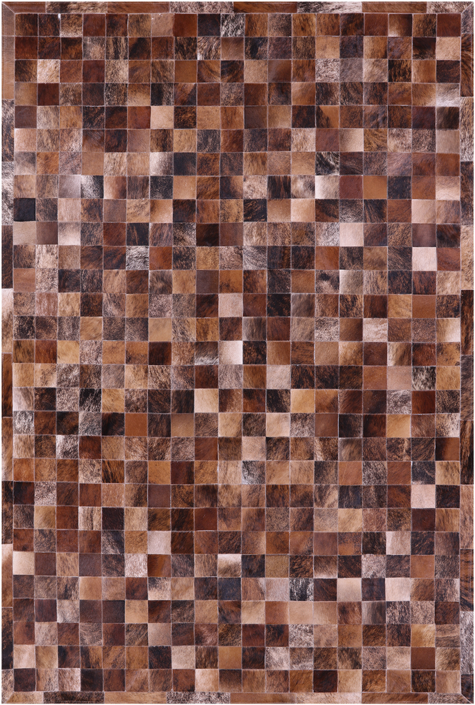 Brindle Patchwork Brown Natural Cowhide Rug - 6' 7" x 9' 10"