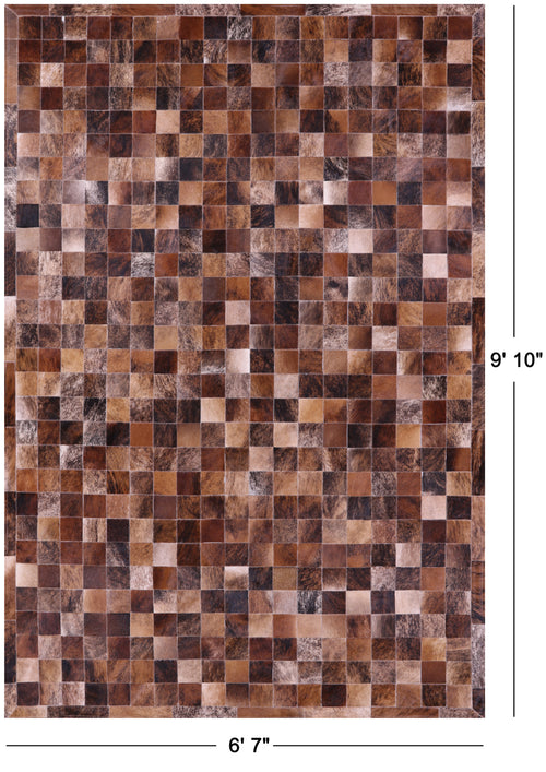 Brindle Patchwork Brown Natural Cowhide Rug - 6' 7