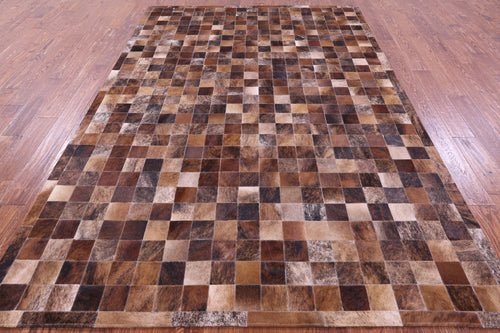 Brindle Patchwork Brown Natural Cowhide Rug - 6' 7