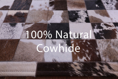 Brown & White Patchwork Natural Cowhide Rug - 6' 7