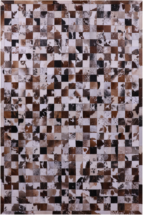 Brown & White Patchwork Natural Cowhide Rug - 6' 7