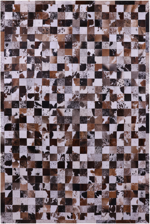 Brown & White Patchwork Natural Cowhide Rug - 6' 7
