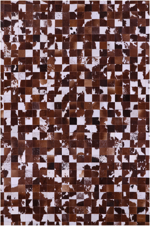 Brown & White Patchwork Natural Cowhide Rug - 6' 7