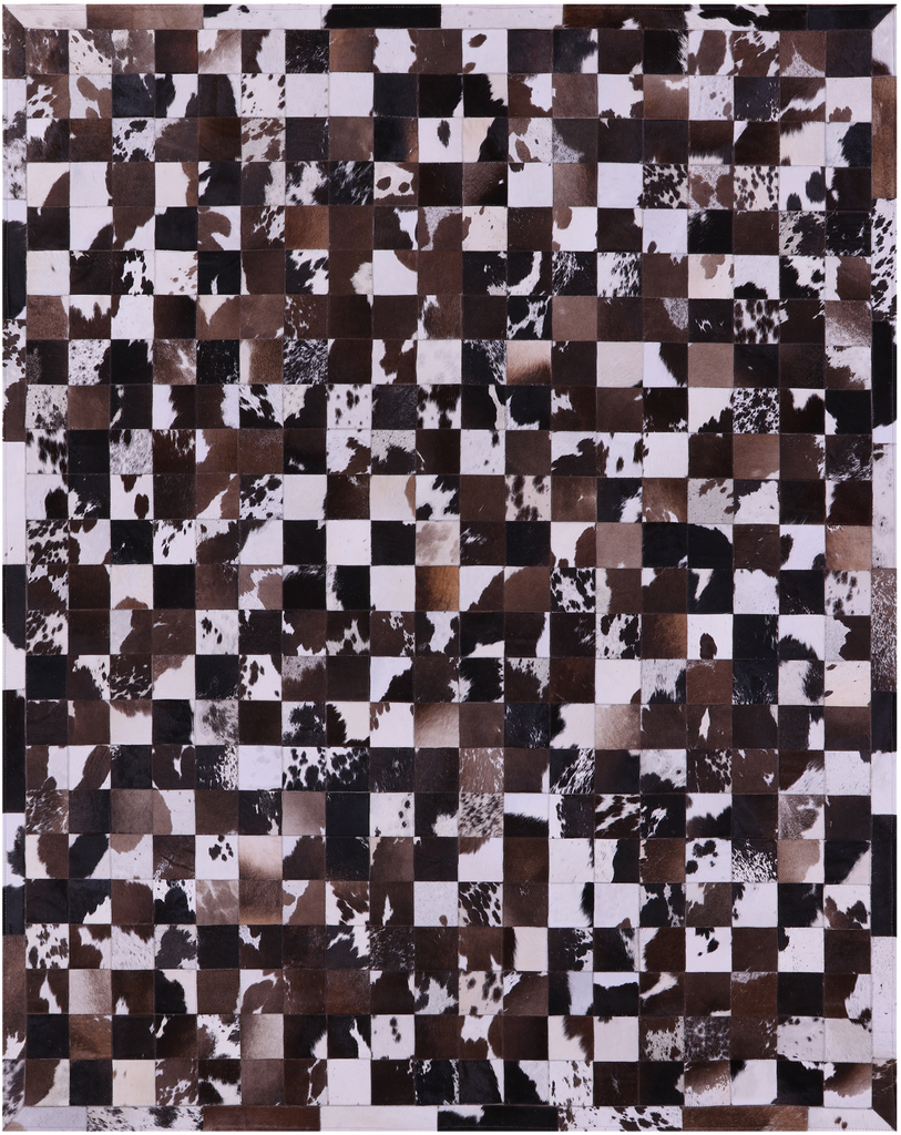 Brown & White Patchwork Natural Cowhide Rug - 6' 7" x 8' 3"