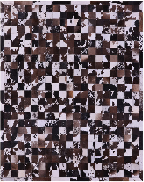 Brown & White Patchwork Natural Cowhide Rug - 6' 7